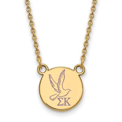 Sigma Kappa Extra Small Enameled Pendant with 18 Inch Chain Gold-plated Silver GP044SKP-18, MPN: GP…