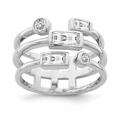 Ring Sterling Silver Rhodium Plated CZ Diamond QR6963, MPN: QR6963, 883957994642