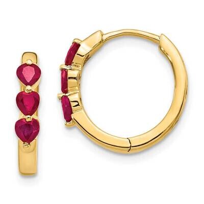 Created Ruby Polished Hoop Earrings 14k Gold EM5606-CRU-Y, MPN: EM5606-CRU-Y, 191101838811