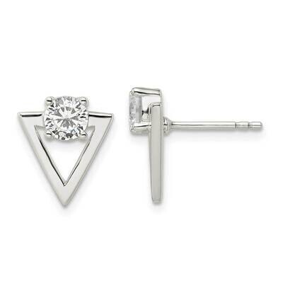 Triangle Post Earrings Sterling Silver Cz Diamond QE16204, MPN: QE16204, 196904168417