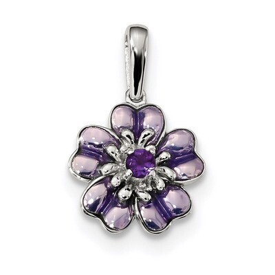 Amethyst and Enamel Pendant Sterling Silver QC9321, MPN: QC9321, 883957351230