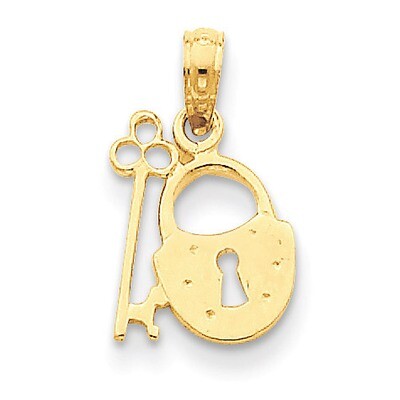 Padlock and Key Pendant 14k Gold C2937, MPN: C2937, 637218009176