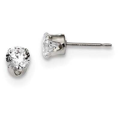 5mm Round Snap Set Cubic Zirconia Stud Earrings Sterling Silver QE1004, MPN: QE1004, 883957585598