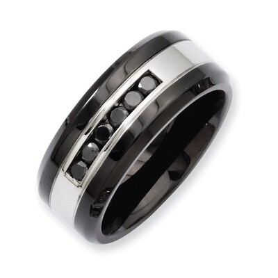 Black IP-plated Polished with Black Diamonds 9mm Band - Stainless Steel SR206 by Chisel, MPN: SR206…