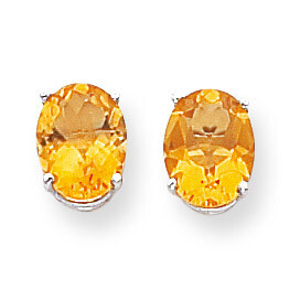 9x7mm Oval Citrine Earrings 14k White Gold XE89WCI, MPN: XE89WCI, 883957108704