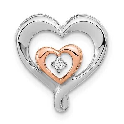 White &amp; Rose Heart Diamond Chain Slide 14k Two-Tone Gold PM4436-002-WRA, MPN: PM4436-002-WRA,