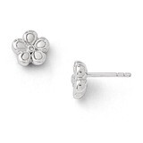 .02ct. Matte Finish Diamond Flower Earrings Sterling Silver QW176, MPN: QW176, 883957315454