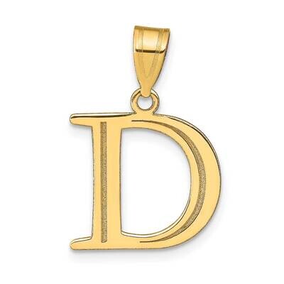 Letter D Initial Pendant 14k Gold Polished Etched YC1437D, MPN: YC1437D, 196904088975