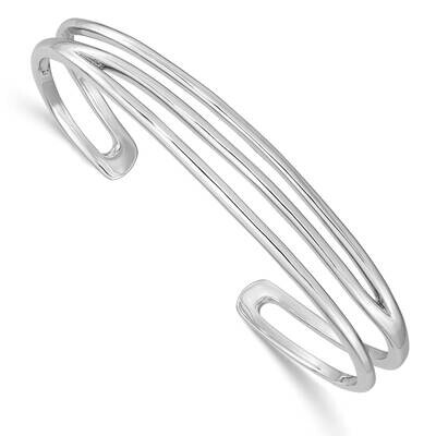 Polished Three Line Cuff Bangle Sterling Silver Rhodium-Plated QB1370, MPN: QB1370, 191101781513