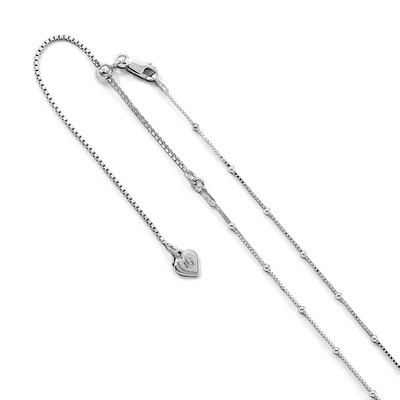 Leslie&#39;s 1.5 mm Beaded Diamond-cut 22in Adjustable Box Chain 22 Inch Sterling Silver HB-FC62-22, MP…