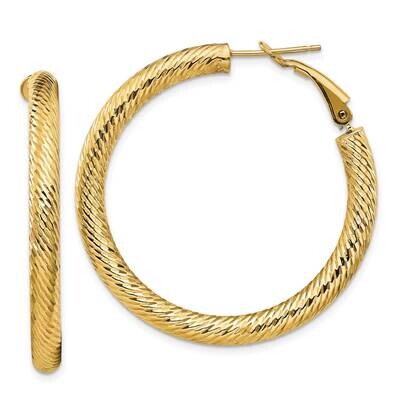 4x30mm Diamond-Cut Round Omega Back Hoop Earrings 14k Gold PRE936, MPN: PRE936, 191101984327