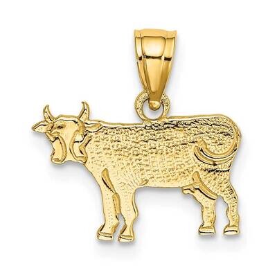 Flat Engraved Cow Charm 14k Gold K6455, MPN: K6455, 637218000494