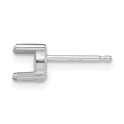 Round 4-Prong .10ct. Single Gallery Post Earring Mounting 14k White Gold WG337, MPN: WG337,