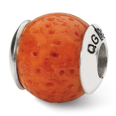Coral Stone Bead - Sterling Silver QRS1731, MPN: QRS1731, 883957309354