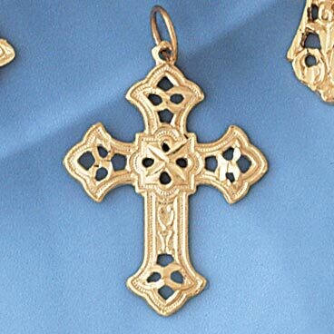 Dazzlers Jewelry Cross Pendant Necklace Charm Bracelet in Yellow, White or Rose Gold 7853, MPN: DZ-…