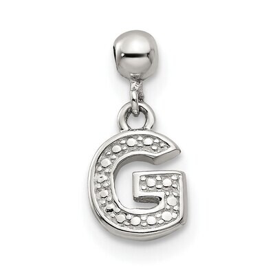 Letter G Charm Sterling Silver Dangle QMM190G, MPN: QMM190G,