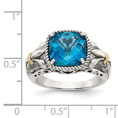 London Blue Topaz Ring Sterling Silver &amp; 14k Gold QTC1346, MPN: QTC1346, 886774377681