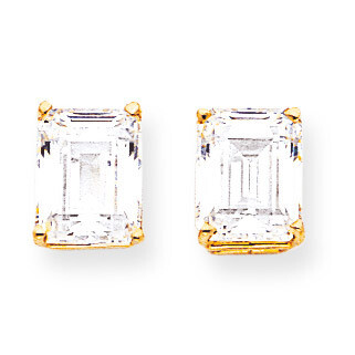 10x8mm Emerald Cut CZ Diamond Earrings 14k Gold XE69CZ Diamond, MPN: XE69CZ, 883957096575