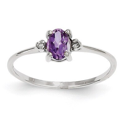 Diamond &amp; Amethyst Birthstone Ring 14k White Gold XBR215, MPN: XBR215, 883957413549