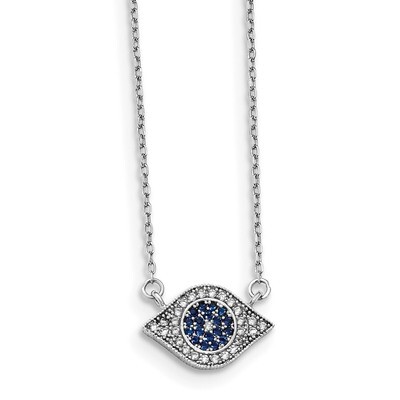 CZ Diamond Eye 1Necklace 17 Inch Sterling Silver Rhodium-plated Polished QG4672-17, MPN: QG4672-17,…