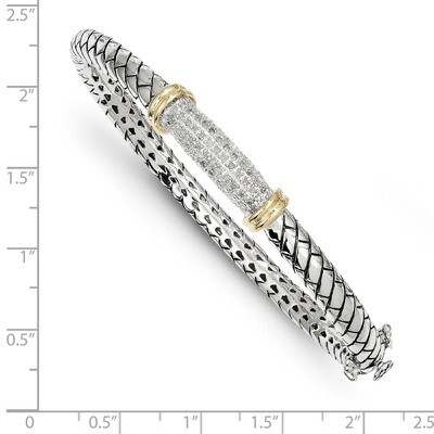 1/5ct. Diamond Bangle Bracelet Sterling Silver &amp; 14k Gold QTC554, MPN: QTC554, 685146728270