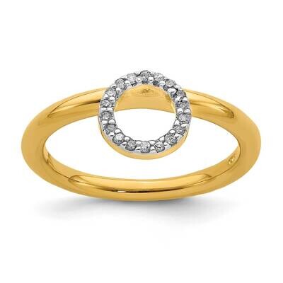 Yellow-plated Lg. Halo Dia. Ring Sterling Silver QSK1995, MPN: QSK1995, 191101724565