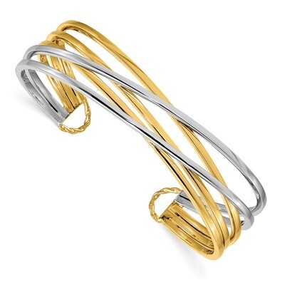 Leslie&#39;s Polished Slip On Cuff Bangle 14k Two-tone Gold HB-LF1288, MPN: LF1288, 886774127958