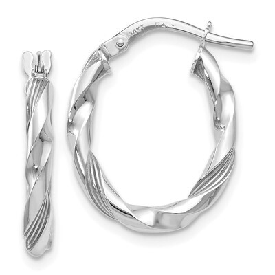 Leslie&#39;s Textured Hoop Earrings 14k White Gold Polished HB-LE1212, MPN: LE1212, 191101759048