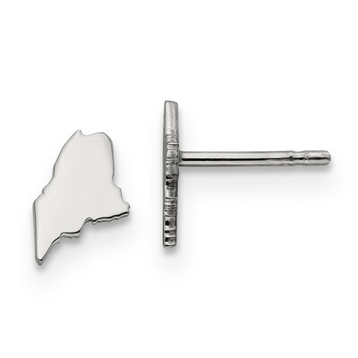 Maine State Small Earrings 14k White Gold Engravable XNE50W-ME, MPN: XNE50W-ME, 886774758534