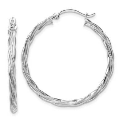 White Gold 2.5mm Twisted Hoop Earrings 14k Gold Polished  TF1608W, MPN: TF1608W, 883957951560