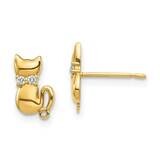 Sitting Cat Bowtie Stud Earrings 14k Gold CZ Diamond YE1892, MPN: YE1892, 883957963648