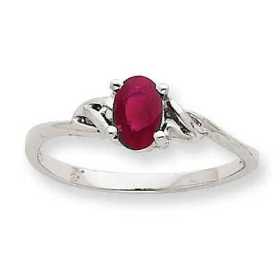 Polished Geniune Ruby Birthstone Ring 10k White Gold 10XBR148, MPN: 10XBR148, 883957216775