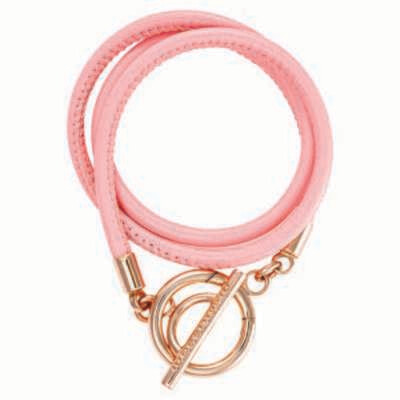 Nikki Lissoni Coralpink Leather Cord Wrap Bracelet with Rose Gold-Plated T-Bar Clasp 19cm 7.4 inch …