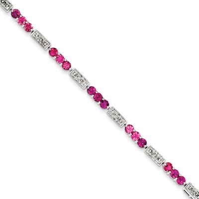 Pink Tourmaline and Diamond Bracelet Sterling Silver QX861PT, MPN: QX861PT, 883957441757
