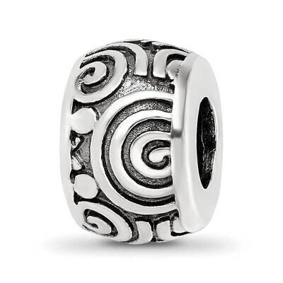 Antiqued Circle Swirls Pattern Bead Sterling Silver QRS4066, MPN: QRS4066,
