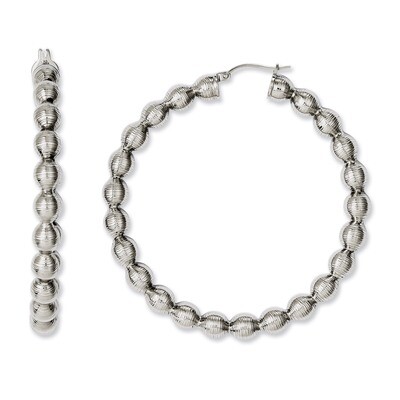 Textured Hollow Hoop Earrings - Stainless Steel SRE667 by Chisel, MPN: SRE667, 191101075964
