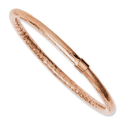 Rose IP-plated Textured &amp; Polished Hollow Bangle - Stainless Steel SRB1127 by Chisel, MPN: SRB1127,