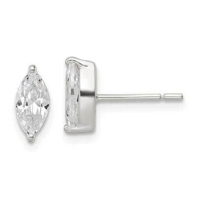 CZ Diamond Post Earrings Sterling Silver Polished QE16179, MPN: QE16179, 196904168622