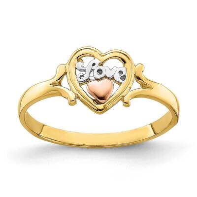 Rhodium Love Heart Ring 14k Yellow &amp; Rose Gold K2073, MPN: K2073, 637218030910