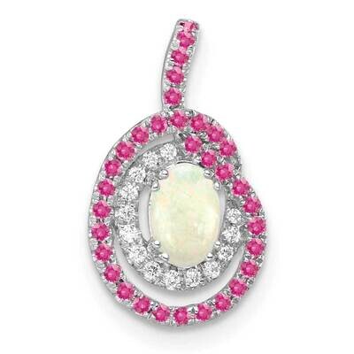 Pink Tourmaline Opal &amp; Diamond Chain Slide 14k White Gold PM8523-PT/OP-006-WA, MPN: PM8523-PT/OP-00…
