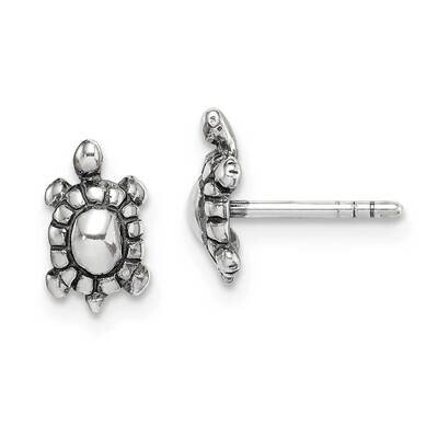 Oxidized Turtle Post Earrings Sterling Silver QE14704, MPN: QE14704, 883957937489
