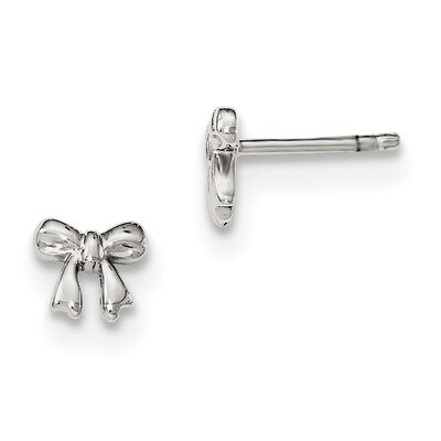 Bow Post Earrings Sterling Silver Rhodium-plated Polished QE12895, MPN: QE12895, 191101110962