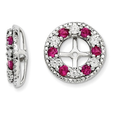Created Ruby Earring Jacket Sterling Silver Rhodium QJ124JUL, MPN: QJ124JUL, 191101392078