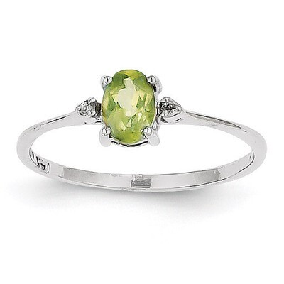 Diamond &amp; Peridot Birthstone Ring 14k White Gold XBR221, MPN: XBR221, 883957517490