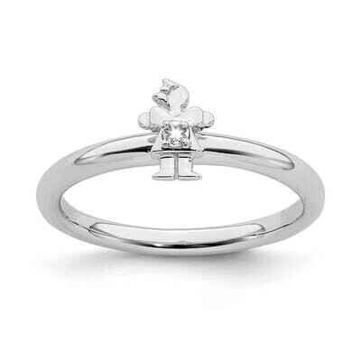 White Topaz Girl Ring Sterling Silver Rhodium-plated QSK1926, MPN: QSK1926, 191101720420