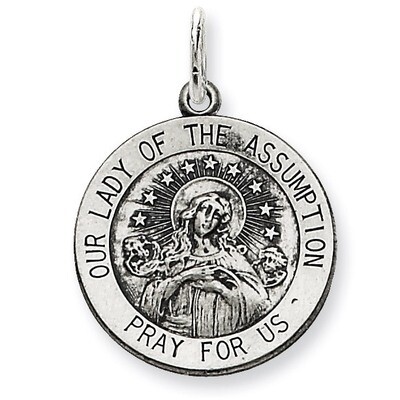 Our Lady of the Assumption Medal Antiqued Sterling Silver QC5587, MPN: QC5587, 191101183331