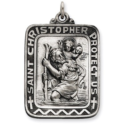 Saint Christopher Medal Antiqued Sterling Silver QC5623, MPN: QC5623, 886774583006
