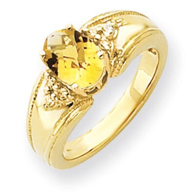 Citrine Diamond Ring 14k Gold 8x6mm Oval Y4452CI/A, MPN: Y4452CI/A, 883957387369