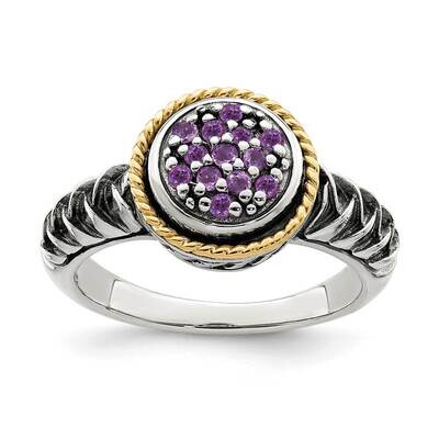 Amethyst Ring Sterling Silver with 14k Gold Accent QTC1584, MPN: QTC1584, 883957814223