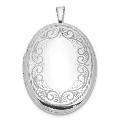Swirled Border 26X20mm Oval Locket Sterling Silver Rhodium-plated QLS1074, MPN: QLS1074,
